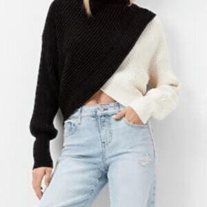 NWT Express black and white crop sweater XS